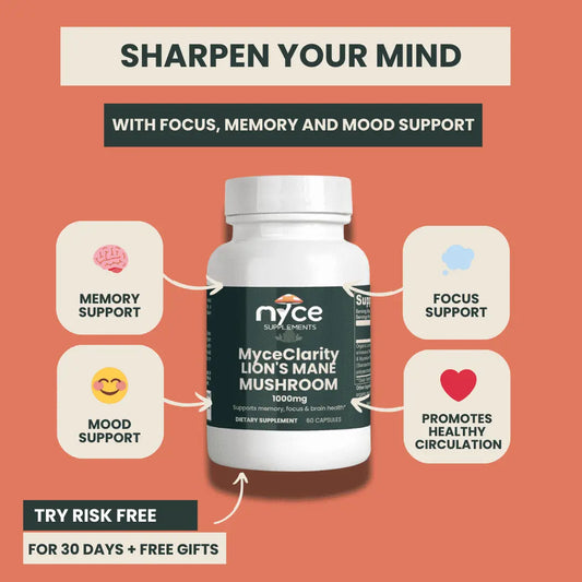 MyceClarity Lion’s Mane Mushroom 1000 mg – Memory, Focus & Brain Health